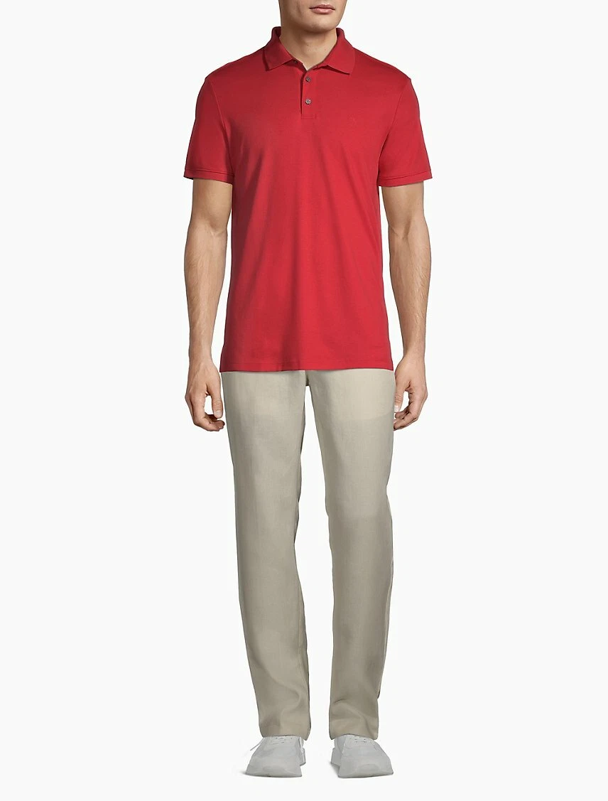 Calvin Klein Men's Solid Liquid Touch Polo Shirt, Red, XSmall