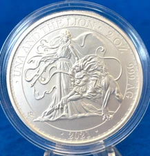 2021 Una and the Lion 2 Oz. Silver St. Helena 2 Pound BU Coin