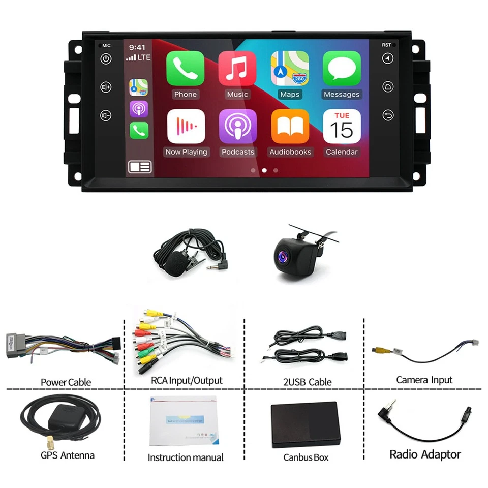Radio estéreo para automóvil Android 13 Carplay GPS navegación BT para camioneta de carga Ram C/V 2012-2015 Foto 4 de 4