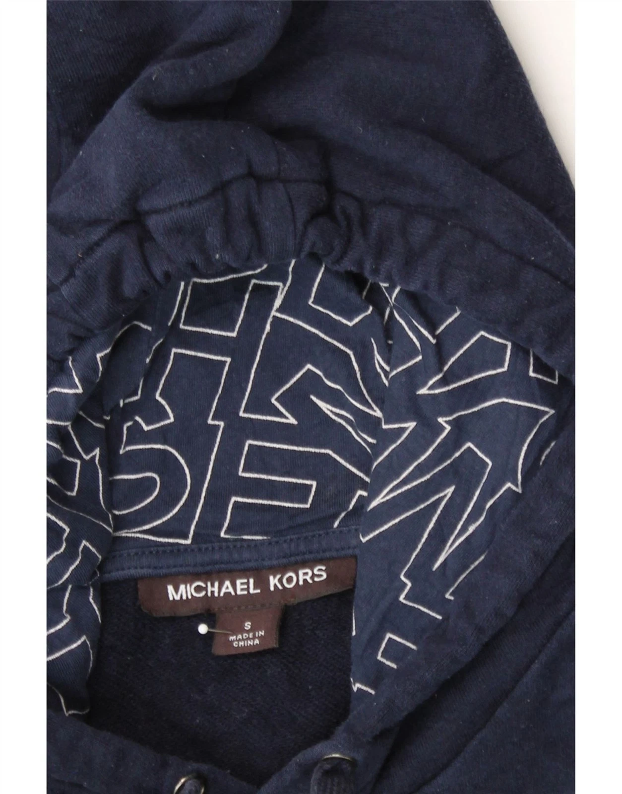 MICHAEL KORS maglione uomo grafico con cappuccio piccolo blu navy VC08