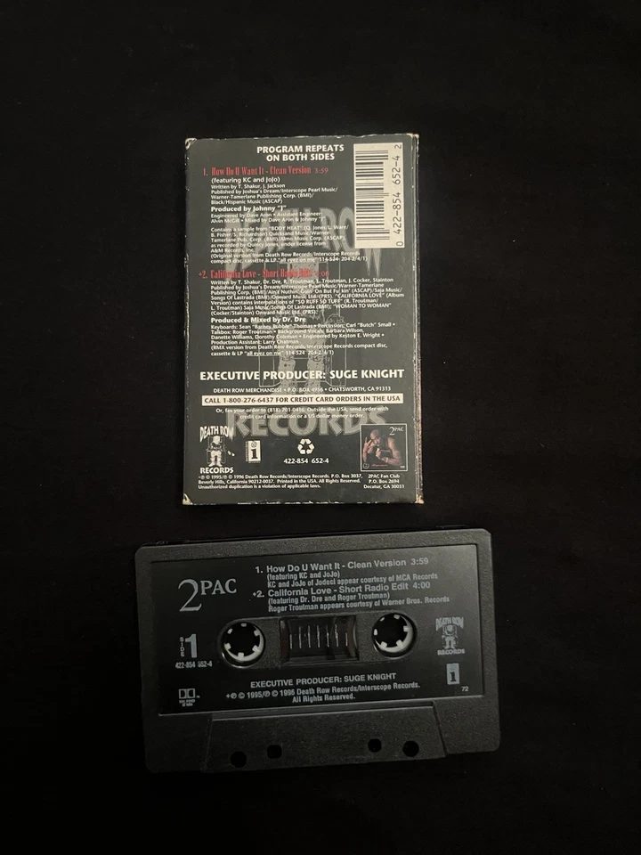 2Pac -California Love&How Do You Want It -Cassette Tape1996 Feat.KC Jojo Vintage - Image 3 of 3
