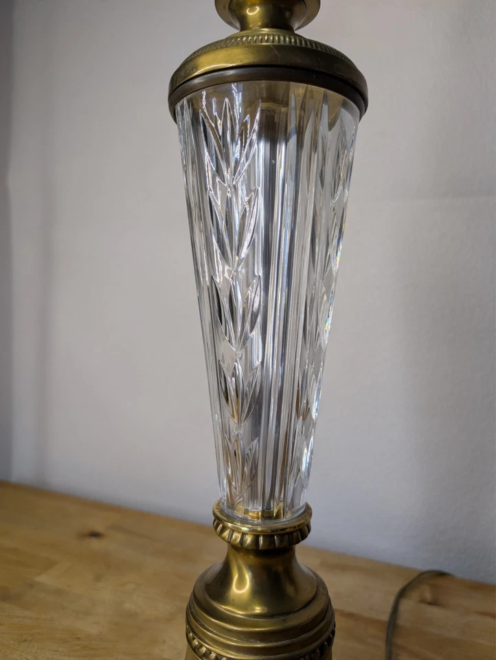 Abajur de mesa vintage Waterford cristal vidro alto buffet base latão 30"" - Imagem 4 de 4