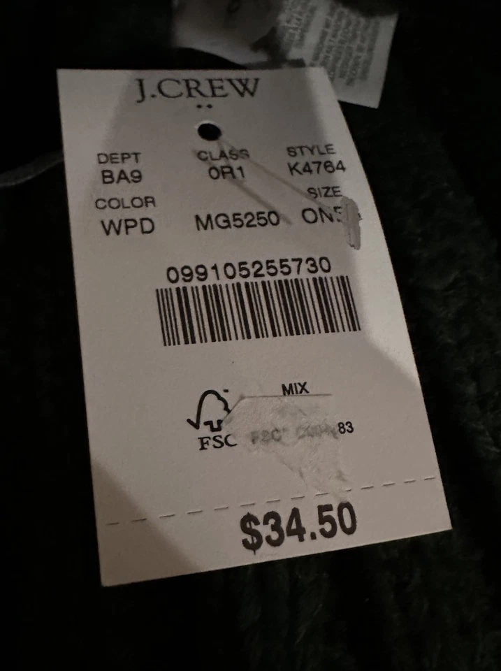 J. Gorro de pescador Crew Factory mezcla de lana acanalado verde cazador nuevo con etiquetas Foto 4 de 4