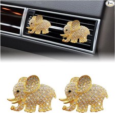 2 PCS Heart-Shaped Crystal Air Vent Clip, Car Air Freshener Diff Color: Golden