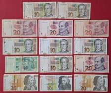 20 Kuna Croatia 1993 / 10 Kuna 2001 / 5 Kuna 2001 / 20 Tolarjev Slovenia 1992