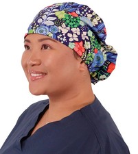 Euro Style Riley Comfort Scrub Cap - Flowing Blue Florals