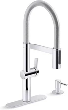 Koi Pre-Rinse Spring Polished Chrome Single Handle Deck-Mount Pull-Down Kitchen