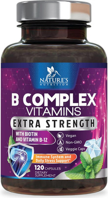 B Complex Vitamins Capsules - with Vitamin B12 B6 B100 C Biotin Folate & Folic A