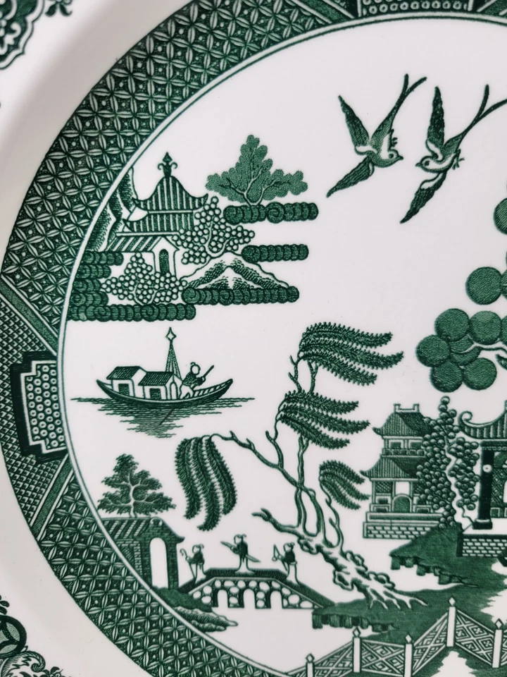 Spode Willow Plate Georgian Series Archive Collection 26.8cm Dia Dinner Green  - Image 4 of 4