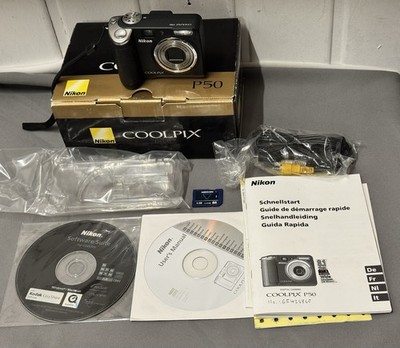 Nikon Coolpix P50 Digitalkamera 8.1 MP Schwarz Zubehör Paket in OVP