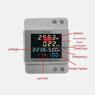 Multifunctional Digital Power Energy   DIN-Rail Electricity Energy Meter #iv
