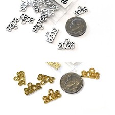 20 Small 2026 Birth Date Graduation New Year Party Wedding Metal Charms w/ Loop