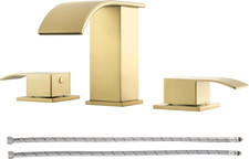 Brushed Gold 8 Inch Waterfall Bathroom Faucet - Bathroom Faucets for Sink 3 Hole