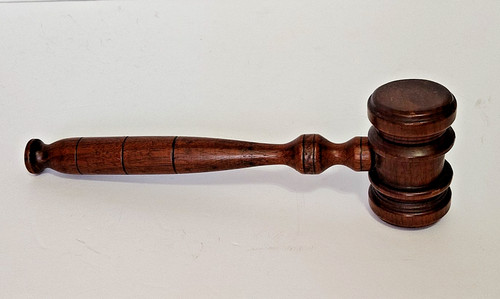Vintage Hand Turned Wooden Gavel 10" Judge Court Legal Auctioneer Mallet Hammer