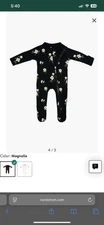 Kyte Baby Bamboo Zippy Sleeper Romper Pajamas Black Floral Size 6-12 Months