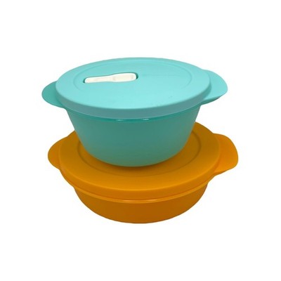 Tupperware Crystalwave Microwave Bowls Divided w/ Cold Cup, 3.5 Cup NEW