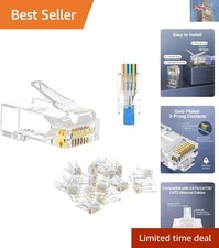 High-Speed 25-Pack RJ45 Pass-Through Connectors for Cat6 and Cat5e Networking