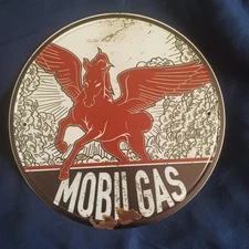 Mobil Gas Metal Sign 8" Round Man Cave Garage Bar Gas Station Wall Art Auto Gas