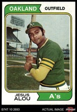 1974 Topps #654 Jesus Alou Outfield Athletics CORRECT COMMON VARIATION 7 - NM