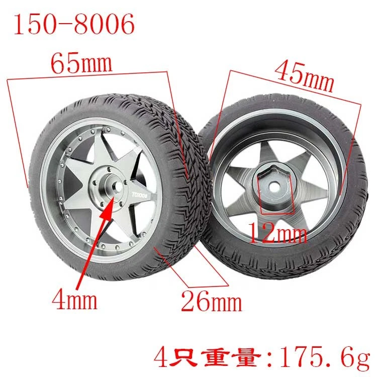 Llantas de aleación de coche de radiocontrol de turismo en carretera 1/10 llantas neumáticos para Tamiya Hpi Kyosho hsp mst Foto 4 de 4