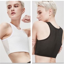 Lady Net Chest Breast Binder Tomboy FTM Stretchy Sports Bra Vest Tank Tops Basic