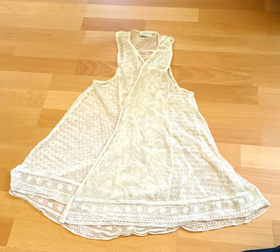 Abercrombie & Fitch Damen Spitzentop Beige Einheitsgröße Neckholder V-Ausschnitt