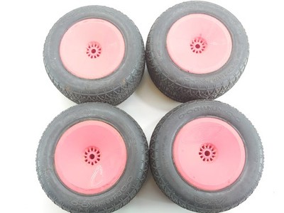 4x AKA Chainlink 13402 1/10 Stadium Truck Tires on 12mm hex Wheels Used Worn