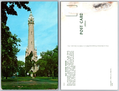 #ad Old Water Tower Milwaukee Wisconsin Postcard $3.99