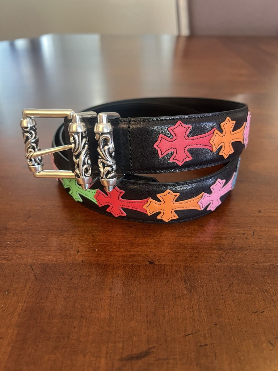 NEW Chrome Hearts Mens Multi Color Cross Patch Roller Belt In