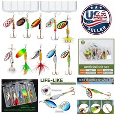 10pcs Rooster Tail Fishing Lures Set for Fresh & Saltwater Angling
