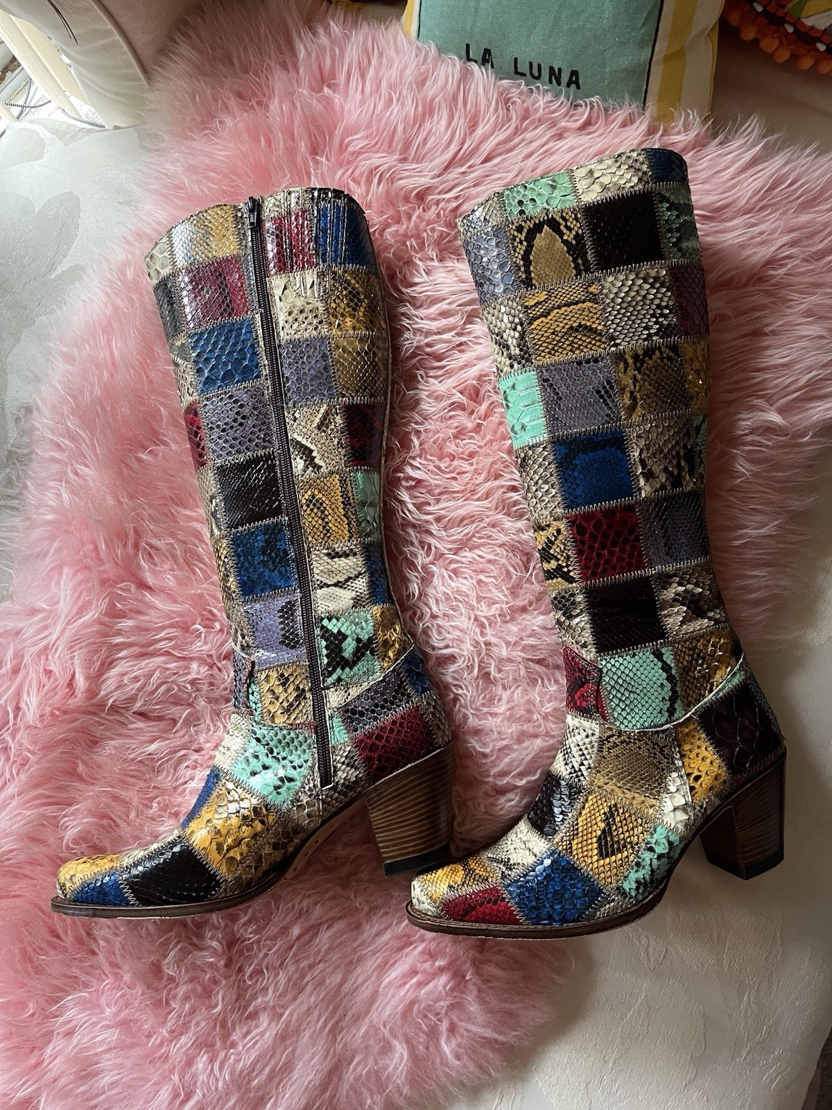 Vintage Patchwork Sendra Boots 40 9 Deadstock Spe… - image 1