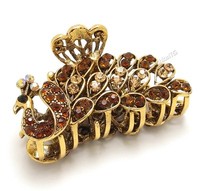 Elegant Brown Crystal Bronze Metal Alloy Peacock Hair Claws Clip Fashion Jewelry Elegant Brown Crystal Bronze Metal Alloy Peacock Hair Claws Clip Fashion Jewelry