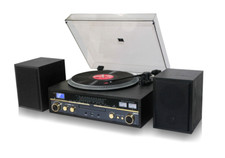 TechPlay Commander, Bluetooth Amplifier W/2-Speed Turntable, CD MP3 Black