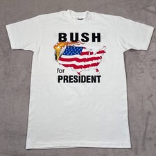 Vintage Bush For President Shirt Mens Small White Single Stitch Made In USA