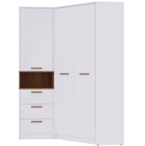 Grant 15N - Eckgarderobe Eckschrank Standregal, 3 Schubladen, Regalen, Stange - Bild 3 von 6