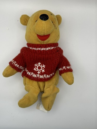 Lot If 3 Winnie the Pooh Bear Heart Red Sweater Snowflake Mini Bean Plush - Picture 6 of 15
