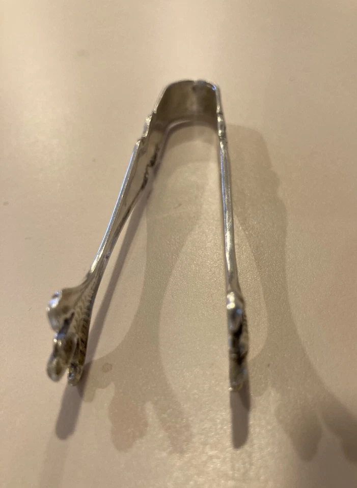 Vintage 800 Fine Silver Alloy Sugar Tongs with Claw Foot Design 4.25" Long - Image 3 of 4