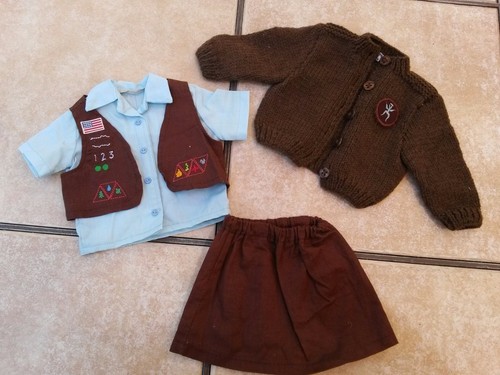 American Girl 18quot doll clothing Brownie Girl Scout Uniform lot w sweater amp vest