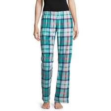 NWT Womens Blue Green/ Pink Fleece Sleep lounge Pants Plaid Pajama Bottoms SMALL