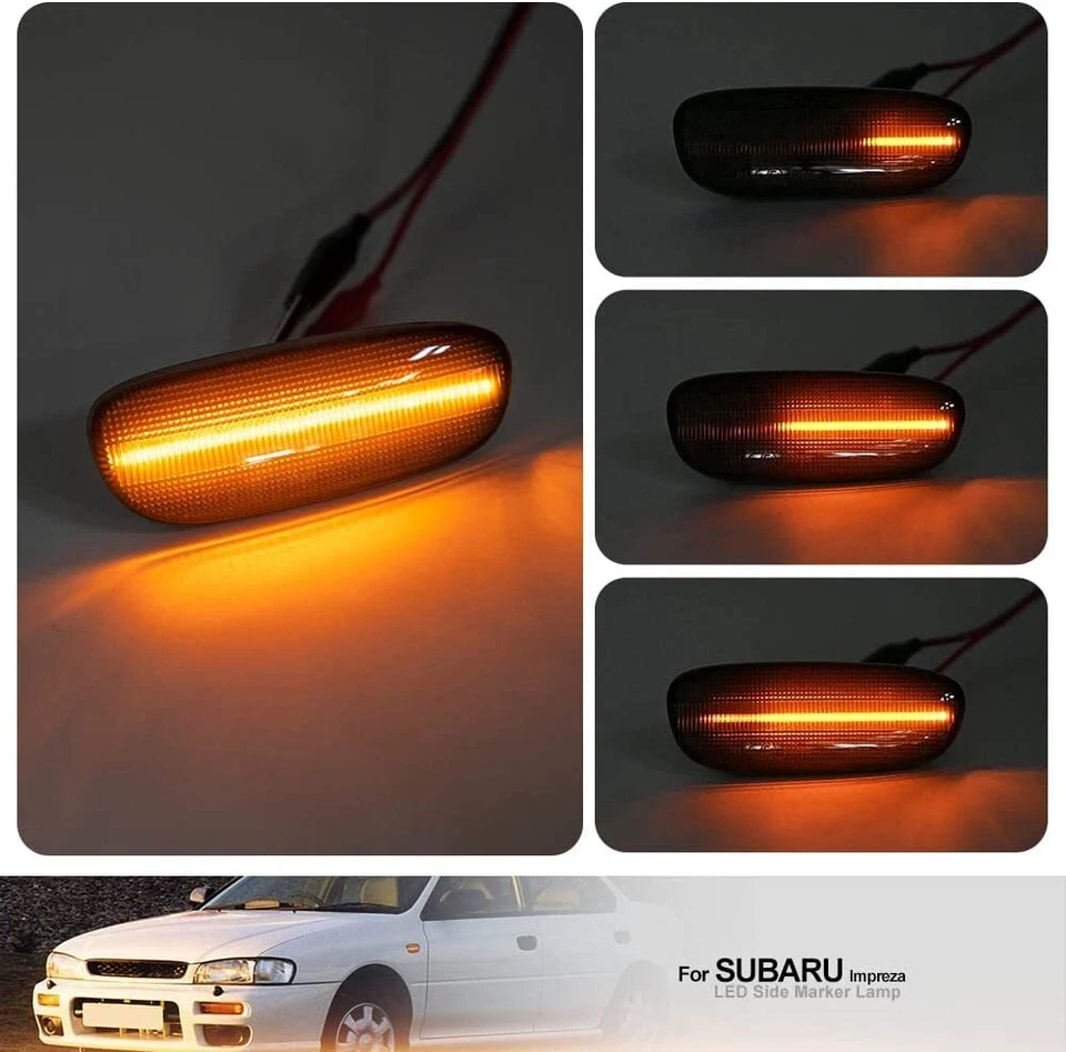 Luz de señalización lateral LED dinámica ahumada lámpara de señal de giro para Subaru Impreza 1993-01 Foto 2 de 4