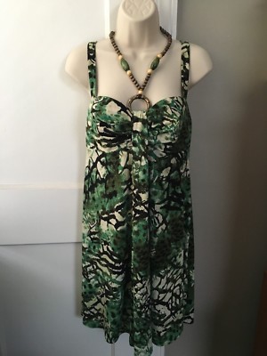 R&M Richards Green Dress with Beaded Ties size 6 NWT