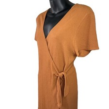 NWT Fall Madewell Texture & Thread Short Sleeve Side-Tie Dress Women’s L Brown