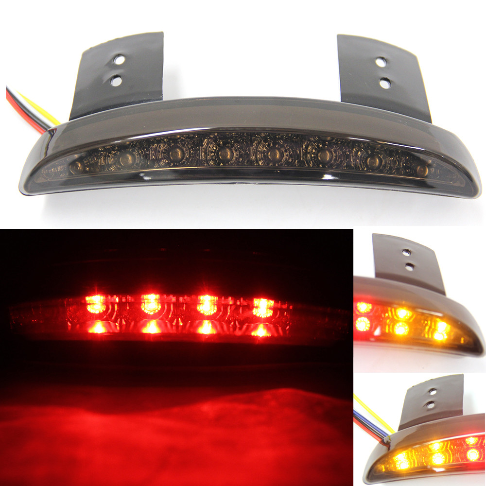 Smoke LED Rear Tail Light & Turn Signal Combo For Harley Bobber/Chopper – 8 LEDs, 5-Wire