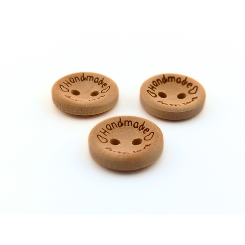 15mm, 20mm, 25mm or Mixed Sized Wooden "Handmade With Love" Buttons - Picture 2 of 8
