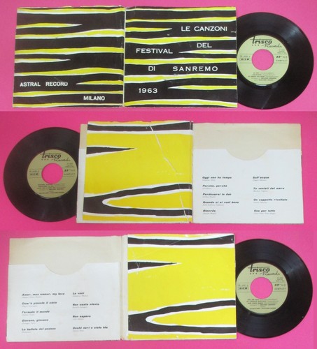 3 LP 33 7''LE Canzoni del Festival di Sanremo 1963 Emiliano Miranda No Cd Mc Vhs prezzo ebay