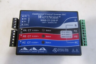 U59 CONTINENTAL CONTROL SYSTEMS WNB-3Y-208-P WATTNODE 120V 3W PULSE TRANSDUCER