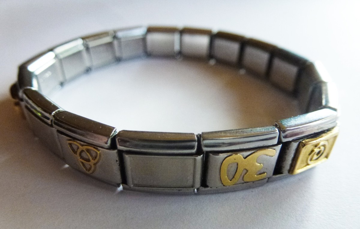 Zoppini expanding stainless steel bracelet with 10 gold letter