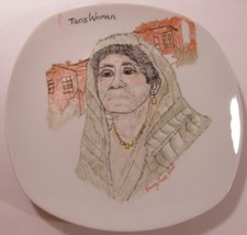Vintage Hand Painted Plate Toas Women NM Art SW Decor 10.5" Signed: Nancy Juell