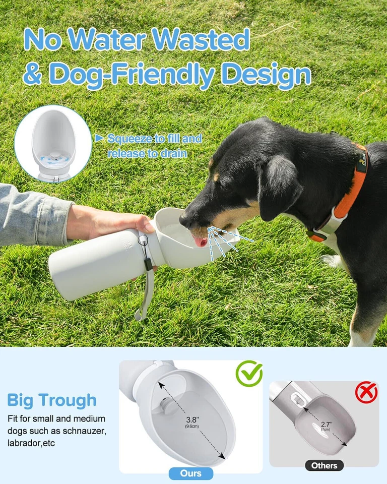 Botella de agua portátil para perros a prueba de fugas de agua para mascotas de viaje senderismo Navidad EE. UU. Foto 3 de 4