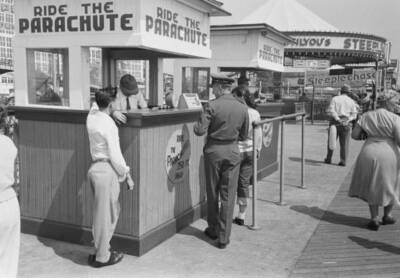 Tickets for the Parachute Jump in Coney Island New York City 1952 Old Photo
